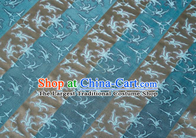 Chinese Classical Jacquard Pattern Design Blue Mulberry Silk Fabric Asian Traditional Cheongsam Silk Material