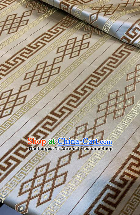 Chinese Classical Pattern Design Light Khaki Brocade Fabric Asian Traditional Satin Tang Suit Silk Material