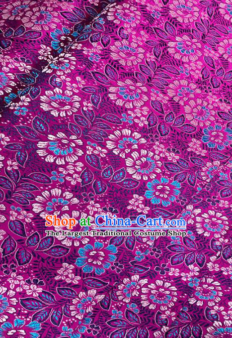 Chinese Classical Flowers Pattern Design Rosy Brocade Fabric Asian Traditional Satin Tang Suit Silk Material