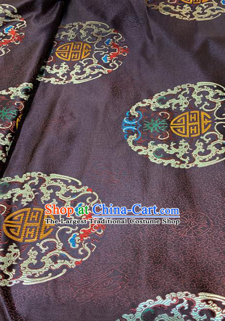 Chinese Classical Lucky Bats Pattern Design Brown Brocade Fabric Asian Traditional Satin Tang Suit Silk Material