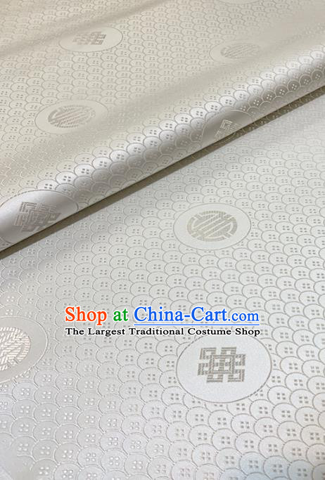 Chinese Classical Scale Pattern Design White Brocade Fabric Asian Traditional Satin Tang Suit Silk Material