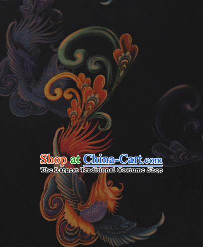 Chinese Classical Phoenix Pattern Design Black Mulberry Silk Fabric Asian Traditional Cheongsam Silk Material