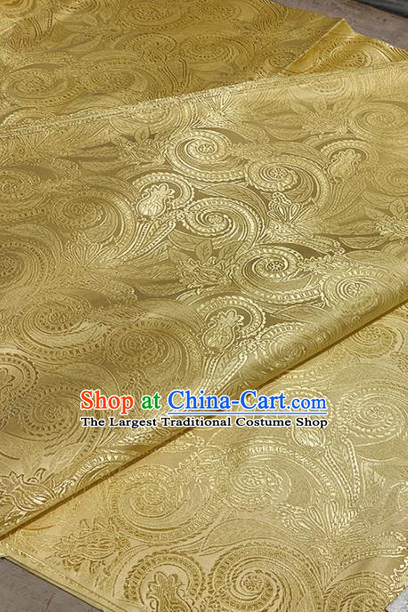 Chinese Classical Royal Conch Pattern Design Golden Brocade Fabric Asian Traditional Satin Tang Suit Silk Material