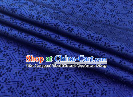 Chinese Classical Babysbreath Pattern Design Navy Brocade Fabric Asian Traditional Satin Silk Material