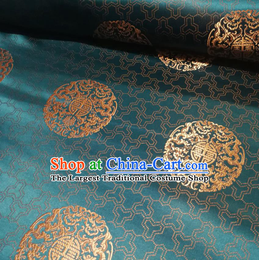 Chinese Royal Pattern Design Peacock Green Brocade Fabric Asian Traditional Satin Silk Material