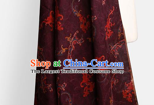 Chinese Classical Pattern Design Deep Purple Gambiered Guangdong Gauze Fabric Asian Traditional Cheongsam Silk Material