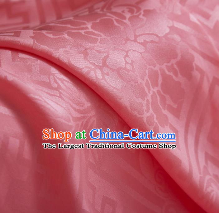 Chinese Classical Peony Pattern Design Pink Silk Fabric Asian Traditional Cheongsam Brocade Material