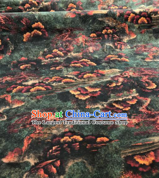 Asian Chinese Traditional Pattern Design Atrovirens Gambiered Guangdong Gauze Fabric Silk Material