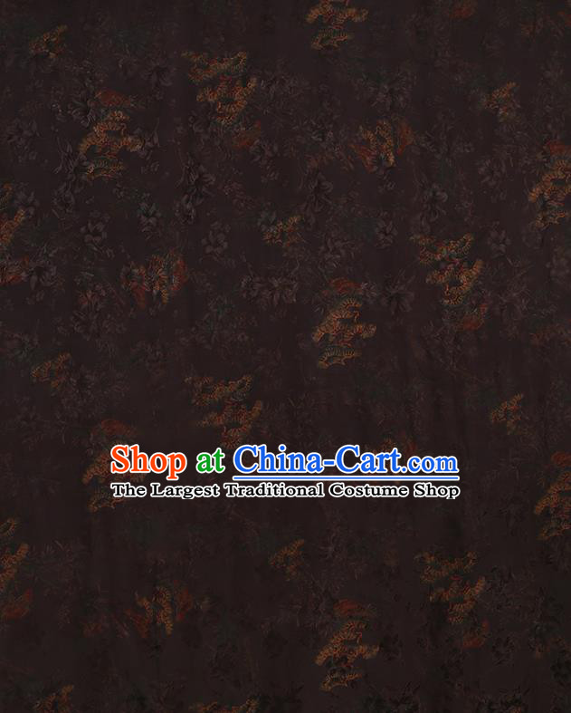 Chinese Classical Jacquard Pattern Design Deep Brown Gambiered Guangdong Gauze Fabric Asian Traditional Cheongsam Silk Material