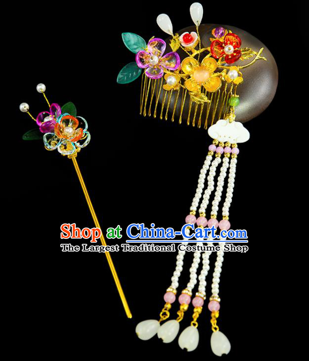 Chinese Classical Wedding Hair Accessories Ancient Bride Tassel Hairpins and Hair Comb for Women