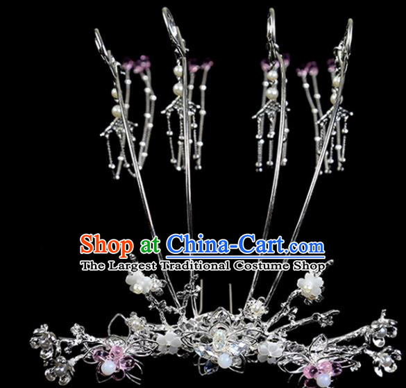 Chinese Ancient Princess Tassel Hair Crown Hairpins Traditional Classical Dance Hair Accessories for Women