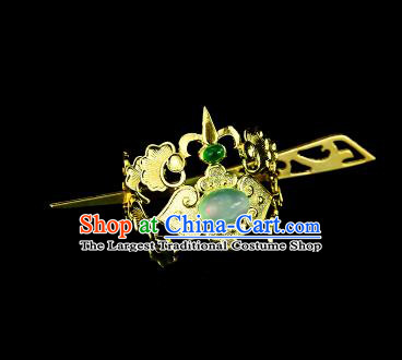 Chinese Drama Royal Prince Green Glass Hair Crown and Hairpin Ancient Swordsman Hair Accessories for Men