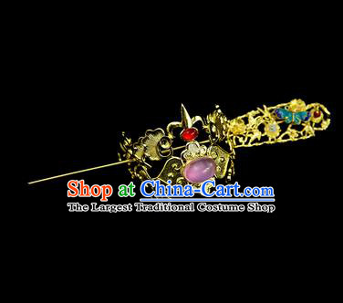 Chinese Drama Nobility Childe Purple Glass Hair Crown and Hairpin Ancient Swordsman Hair Accessories for Men