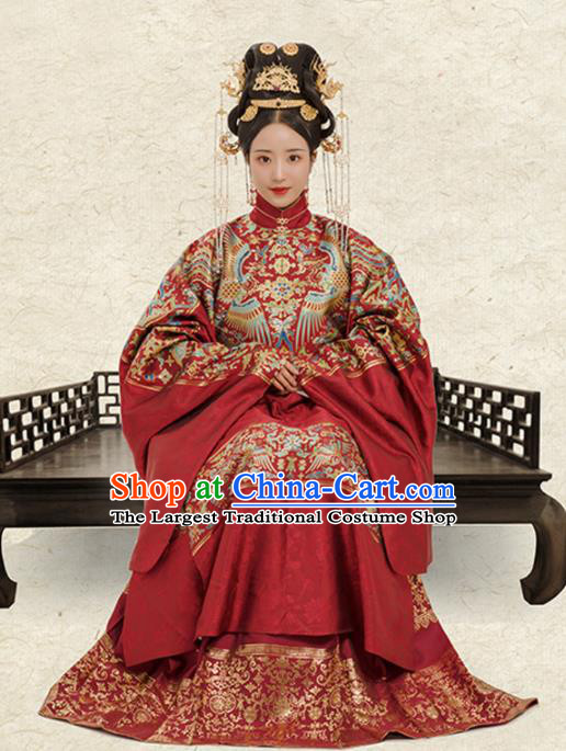 Chinese Ancient Court Queen Wedding Embroidered Dress Traditional Ming Dynasty Empress Costumes for Women