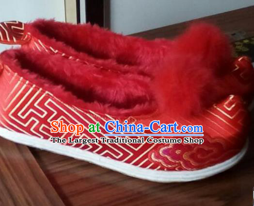 Chinese Traditional Handmade Red Brocade Shoes Opera Shoes Hanfu Shoes Ancient Princess Shoes for Women