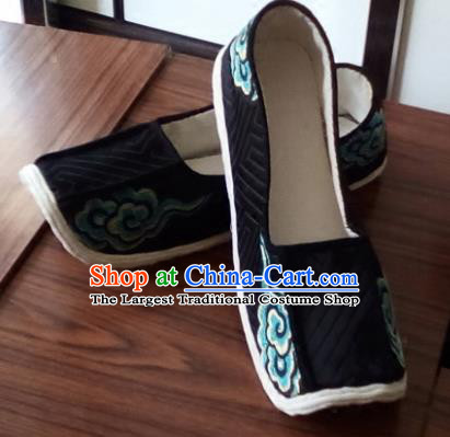 Chinese Kung Fu Shoes Handmade Embroidered Black Brocade Shoes Traditional Hanfu Shoes Opera Shoes for Men