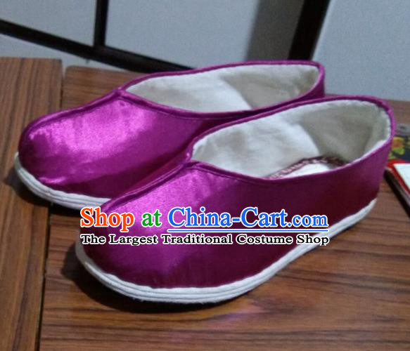 Chinese Traditional Purple Satin Shoes Opera Shoes Hanfu Shoes Ancient Princess Shoes for Women