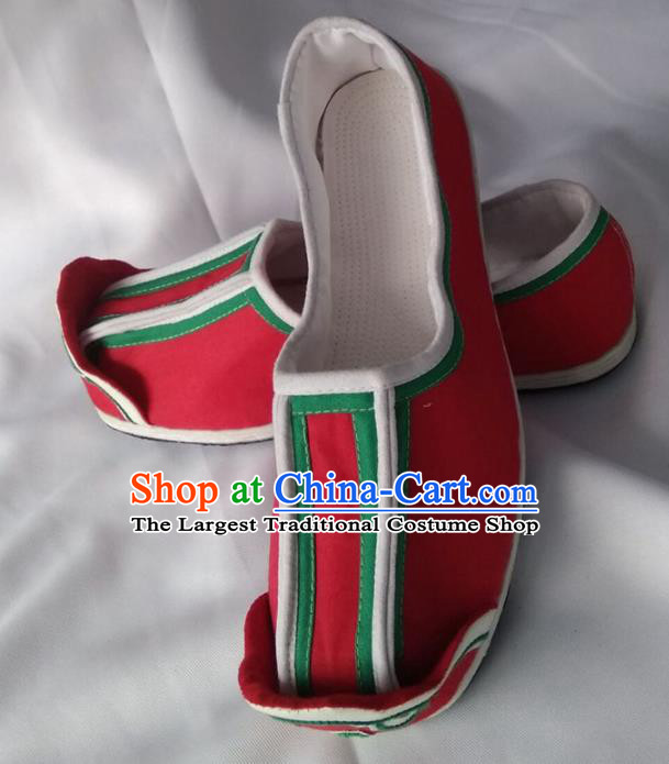 Chinese Kung Fu Shoes Handmade Red Cloth Shoes Traditional Hanfu Shoes Opera Shoes for Men