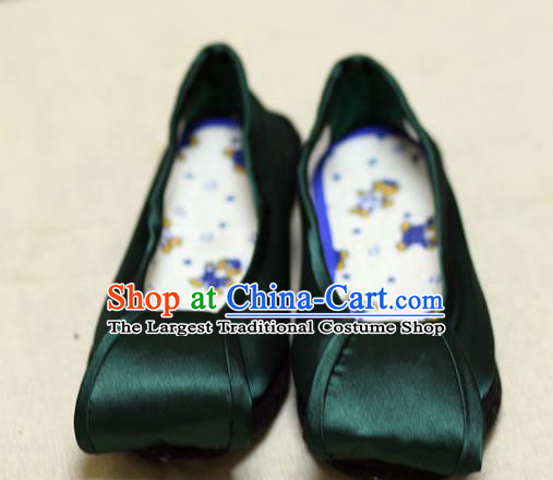 Chinese Traditional Atrovirens Brocade Shoes Hanfu Shoes for Women