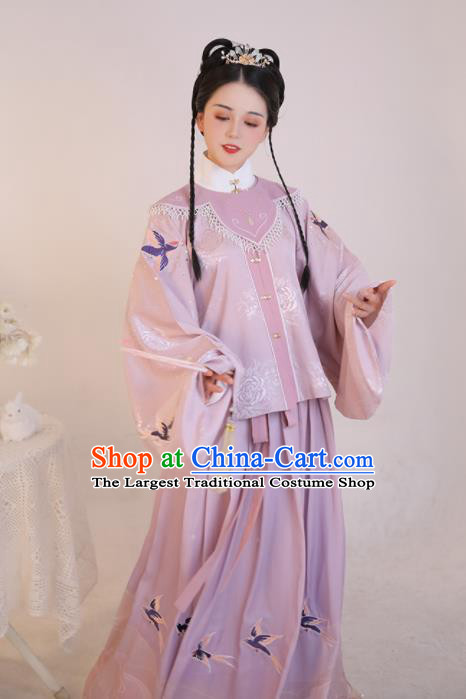 Chinese Ancient Rich Young Lady Pink Dress Traditional Ming Dynasty Nobility Girl Costumes for Women