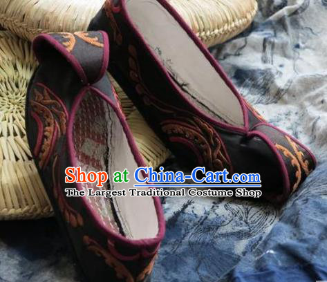 Chinese Handmade Black Embroidered Shoes Hanfu Shoes Traditional National Shoes for Women