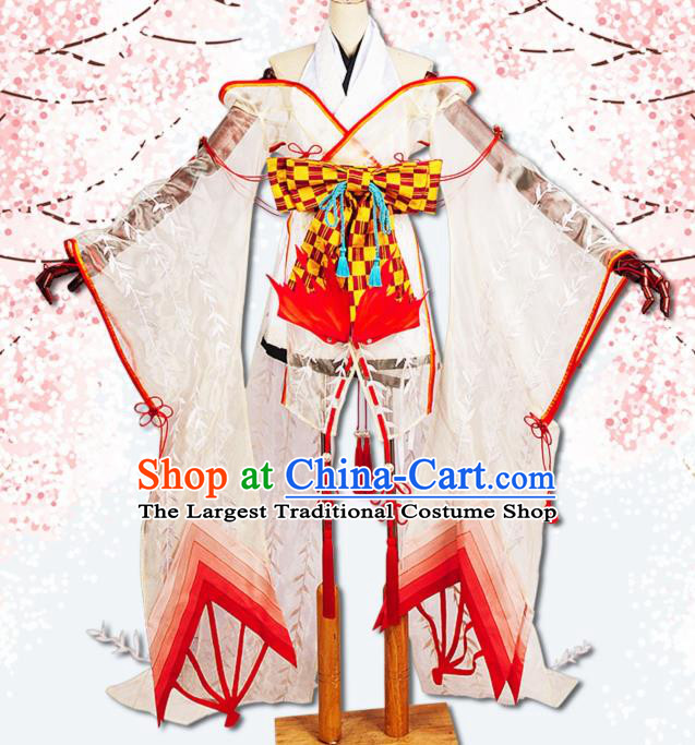 Chinese Cosplay Game Fairy Swordswoman White Dress Traditional Ancient Female Knight Costume for Women