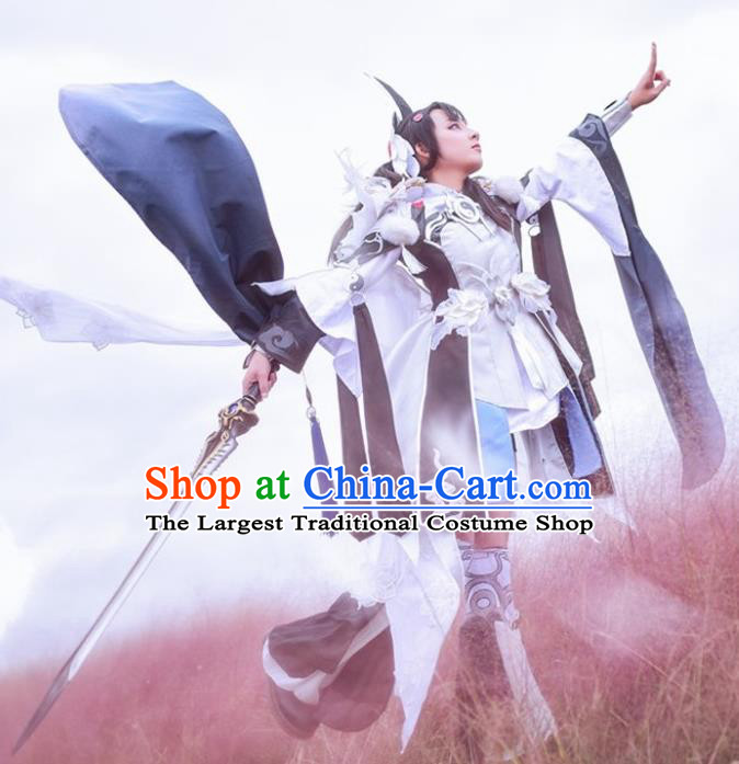 Chinese Cosplay Game Taoist Nun Black Dress Traditional Ancient Princess Female Swordsman Costume for Women