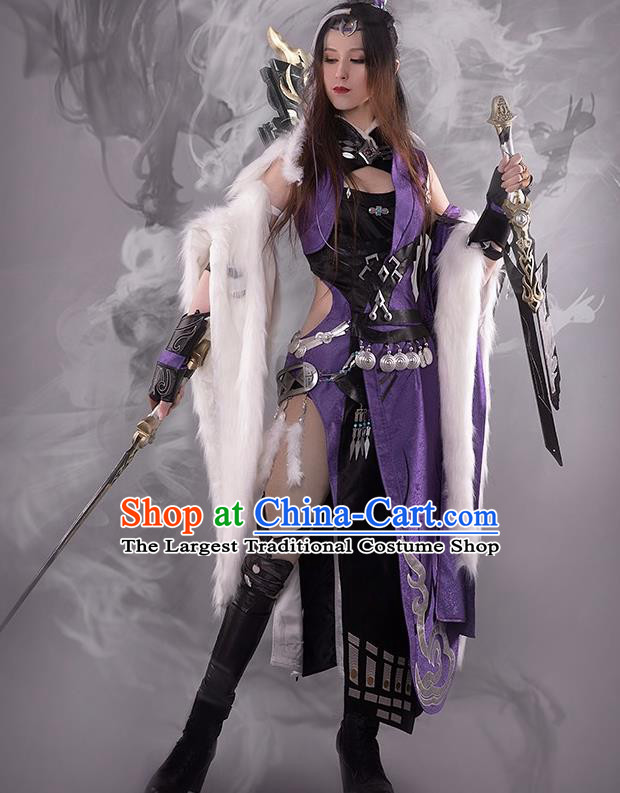 Chinese Cosplay Game Female Knight Dress Traditional Ancient Swordsman Costume for Women