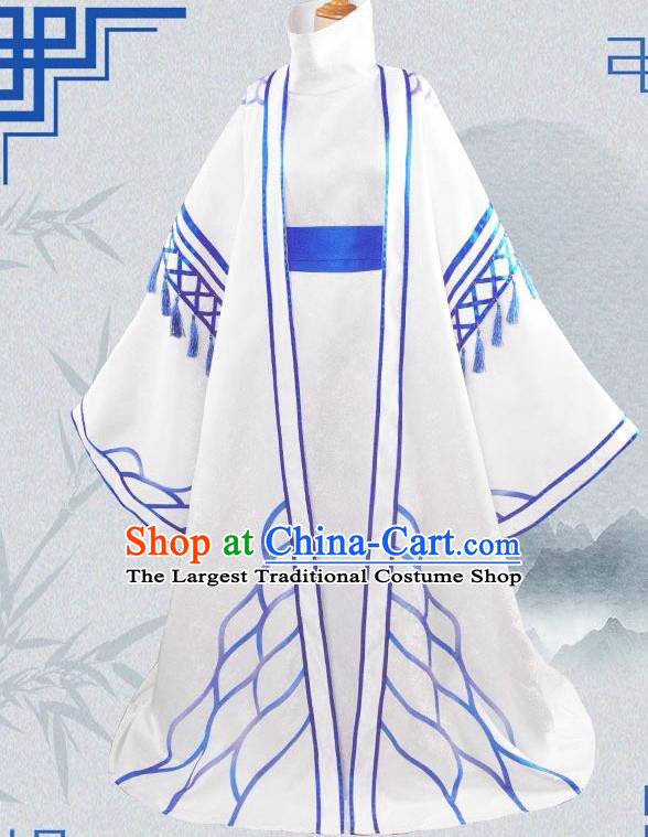 Chinese Cosplay Priest Swordsman Blue Hanfu Clothing Traditional Ancient Knight Costume for Men