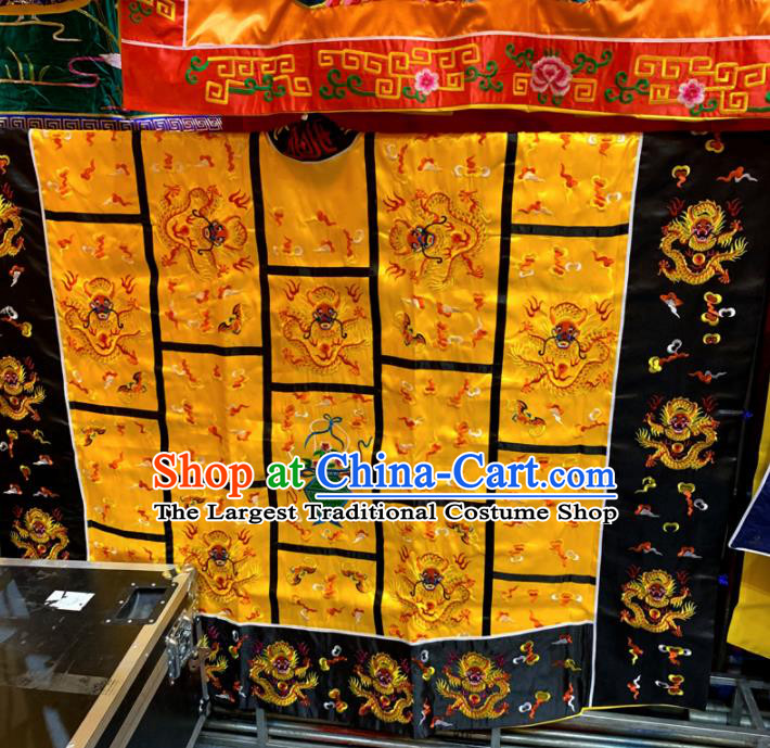 Chinese Taoism Embroidered Dragon Yellow Priest Frock Cassock Traditional Taoist Rite Costume for Men