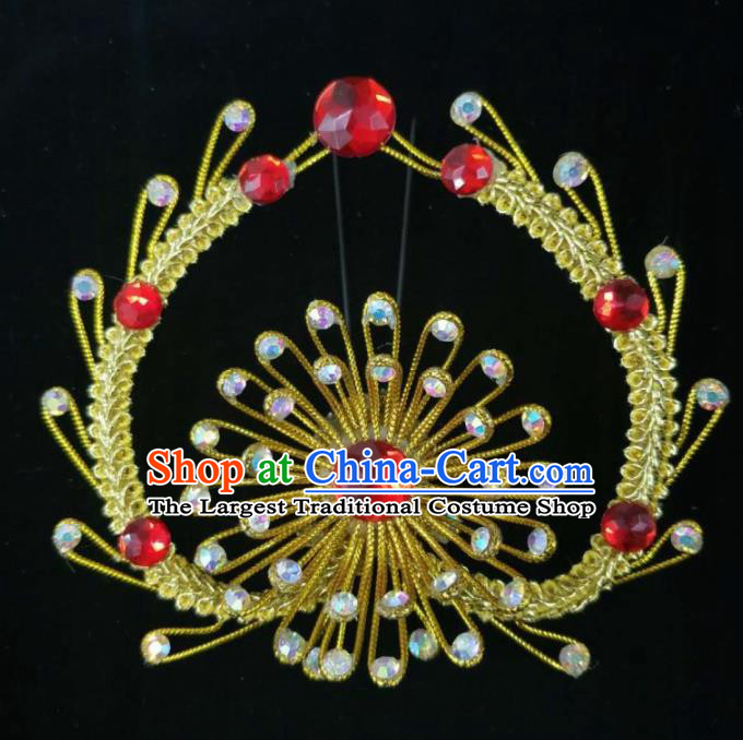 Chinese Traditional Peking Opera Princess Golden Hairpins Handmade Beijing Opera Diva Hair Accessories for Women