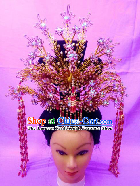 Chinese Traditional Peking Opera Princess Phoenix Crown Hairpins Handmade Beijing Opera Diva Hair Accessories for Women