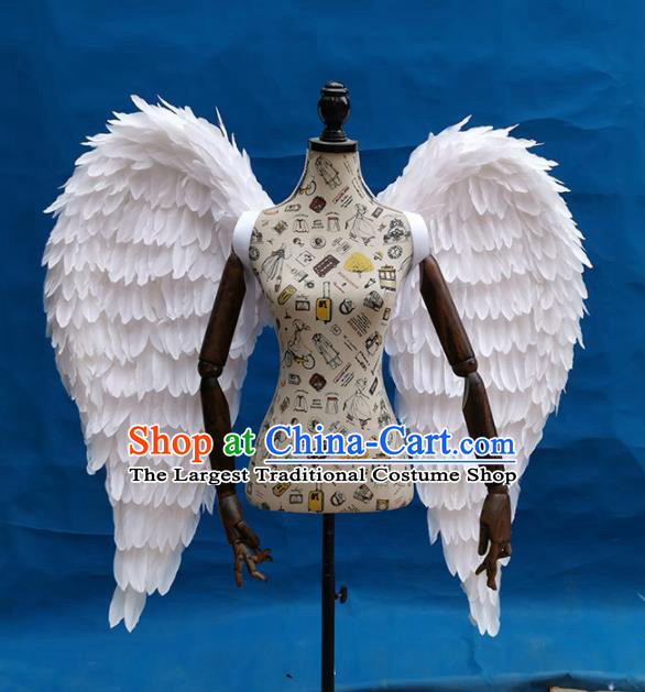 Professional Halloween Stage Show Miami White Feathers Wings Brazilian Carnival Catwalks Prop for Women