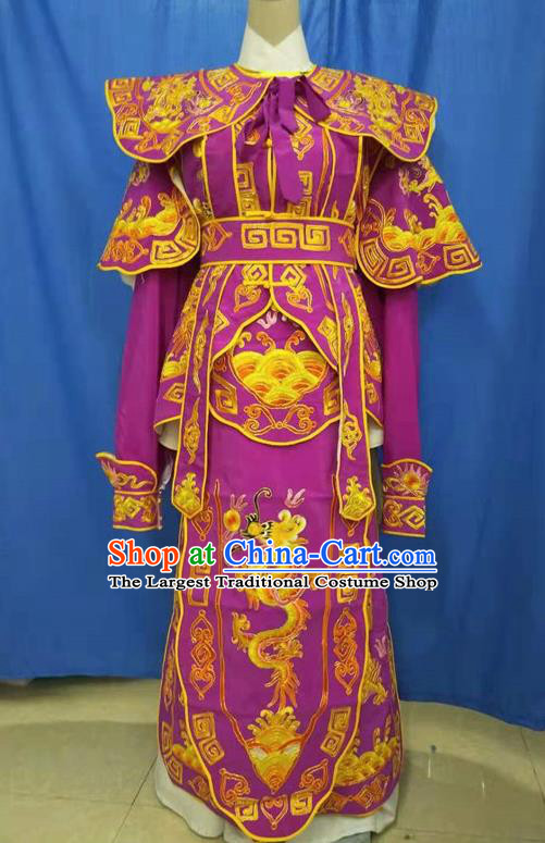 Chinese Traditional Peking Opera Takefu Embroidered Purple Kao Costume Handmade Ancient Swordsman Clothing for Men