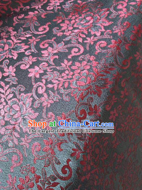 Asian Chinese Traditional Red Flowers Pattern Design Gambiered Guangdong Gauze Fabric Silk Material