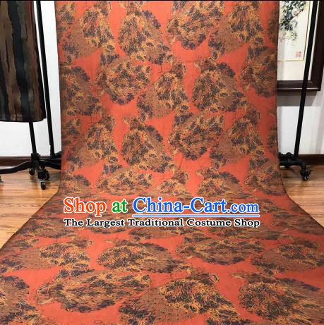 Asian Chinese Traditional Peacock Pattern Design Red Gambiered Guangdong Gauze Fabric Silk Material