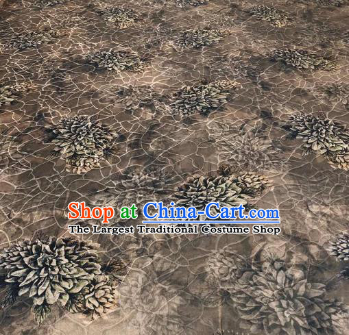 Asian Chinese Traditional Flowers Pattern Design Grey Gambiered Guangdong Gauze Fabric Silk Material