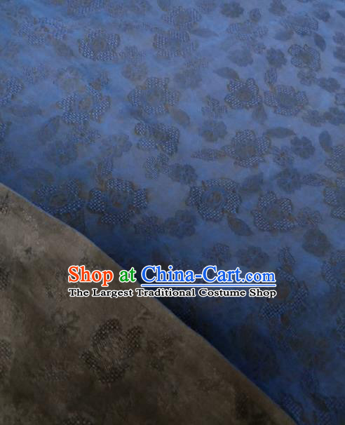 Asian Chinese Traditional Roses Pattern Design Navy Gambiered Guangdong Gauze Fabric Silk Material