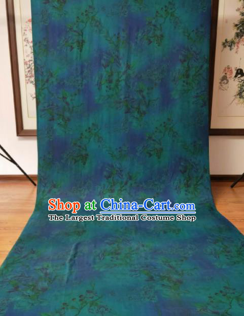 Asian Chinese Traditional Yulan Magnolia Pattern Design Blue Gambiered Guangdong Gauze Fabric Silk Material