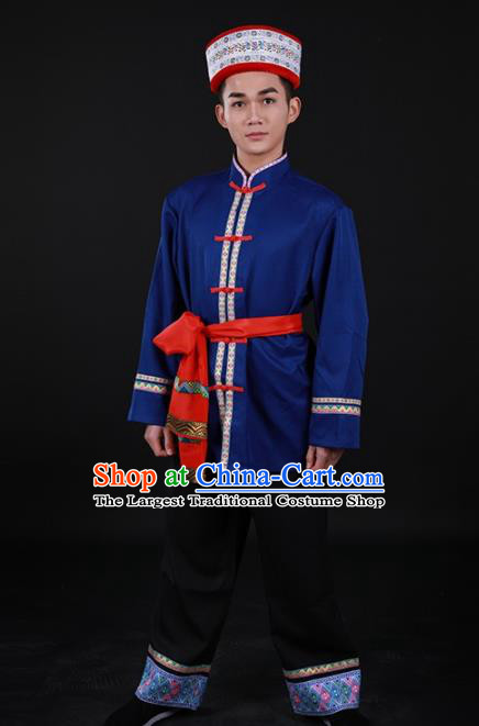 Chinese Traditional Achang Nationality Festival Outfits Ethnic Minority Folk Dance Stage Show Costume for Men