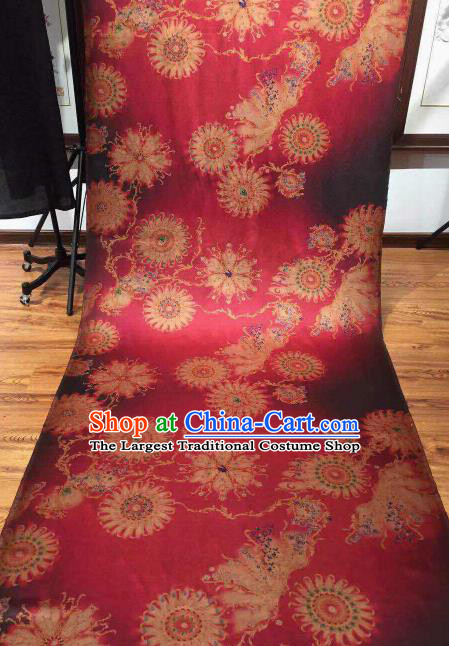 Asian Chinese Traditional Wheels Pattern Design Rosy Gambiered Guangdong Gauze Fabric Silk Material