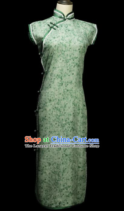 Chinese Traditional Light Green Cheongsam Costume Republic of China Mandarin Qipao Dress for Women