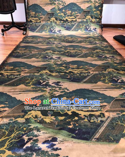 Asian Chinese Traditional Pine Pattern Design Ginger Gambiered Guangdong Gauze Fabric Silk Material