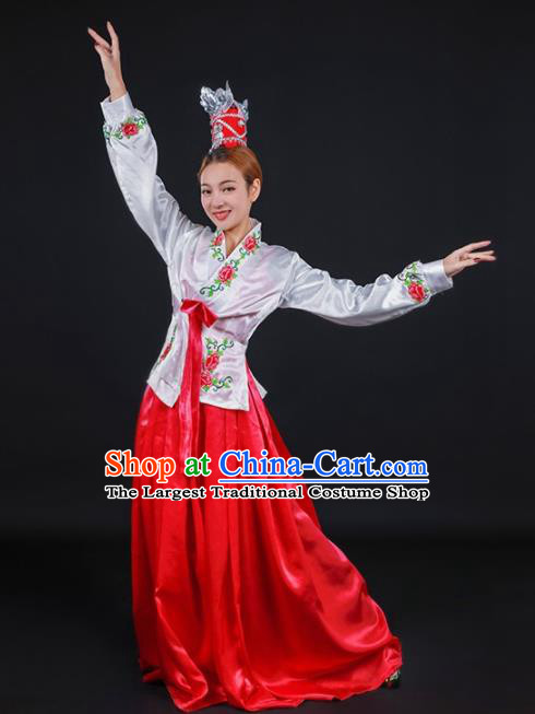 Chinese Traditional Korean Nationality Stage Show Dress Ethnic Minority Folk Dance Costume for Women