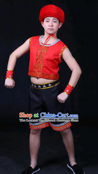 Chinese Traditional Jing Nationality Festival Compere Outfits Ethnic Minority Folk Dance Stage Show Costume for Men