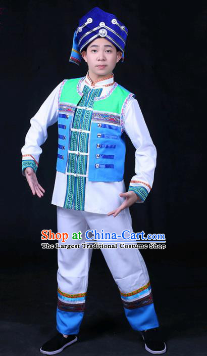 Chinese Traditional Buyei Nationality Festival Compere Outfits Ethnic Minority Folk Dance Stage Show Costume for Men