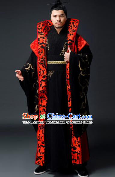 Traditional Chinese Han Dynasty Royal Highness Clothing Ancient Drama Prime Minister Costume for Men