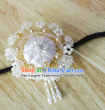 Korean Traditional Court Bride Beads Pink Hairband Asian Korea Fashion Wedding Hair Accessories for Women