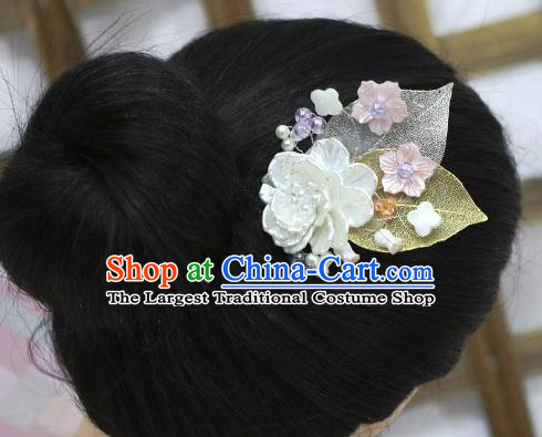 Korean Traditional Court Bride Shell Flower Hairpins Asian Korea Fashion Wedding Hair Accessories for Women