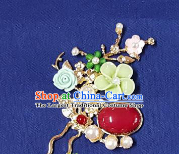 Korean Traditional Wedding Bride Green Ceramic Flower Hairpins Asian Korea Hanbok Hair Accessories for Women